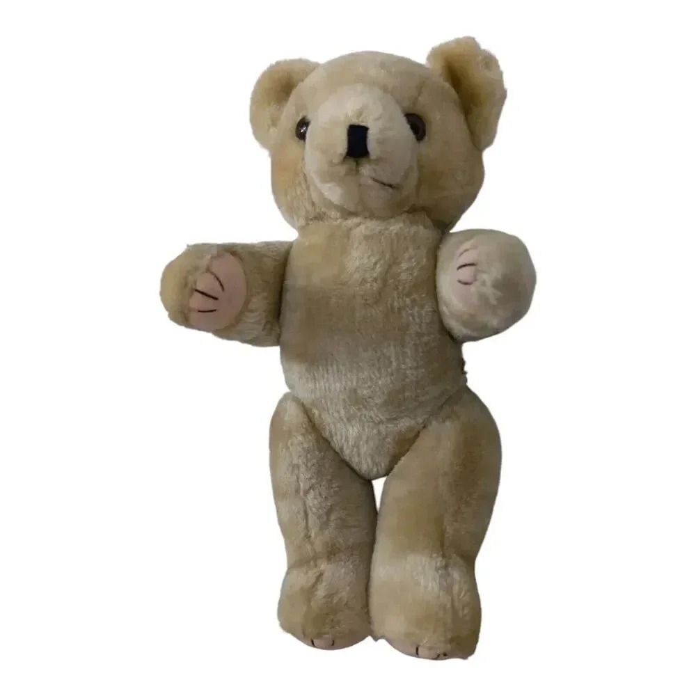Vintage Stuffed Tan Teddy Bear Movable Arms/Legs 12" Adorable - Picture 2 of 9